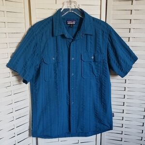 Patagonia Blue Casual Snap Button Down Shirt Size M
